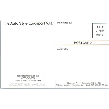 The Auto Style Eurosport V.R. Silver Amway Auto Network Vintage Postcard PC11
