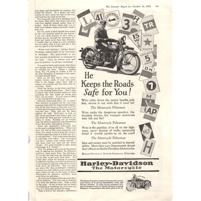 Harley Davidson Motorcycles 1926 Vintage Magazine Ad D10