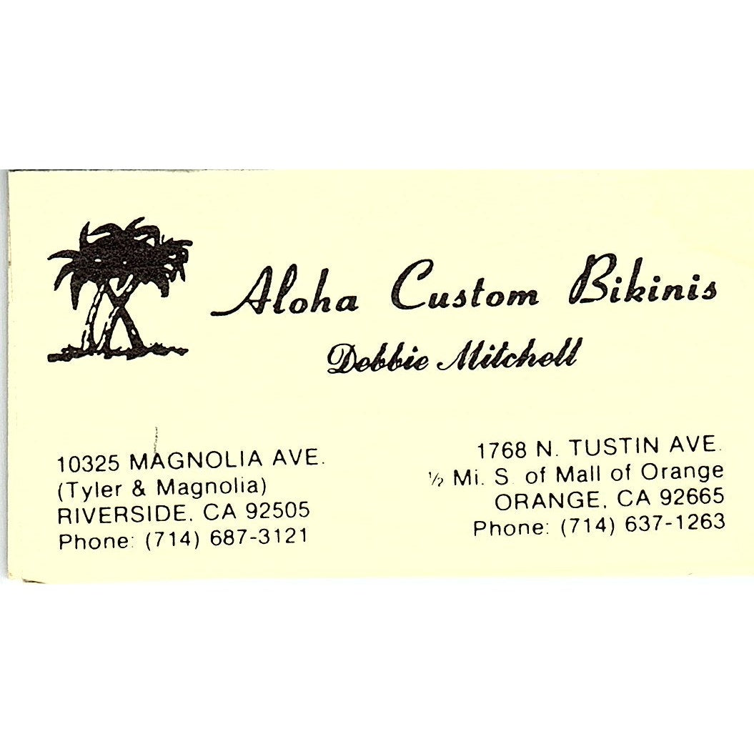 Aloha Custom Bikinis Debbie Mitchell Riverside, Orange CA Business Card SE5-B5