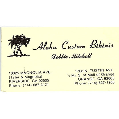 Aloha Custom Bikinis Debbie Mitchell Riverside, Orange CA Business Card SE5-B5