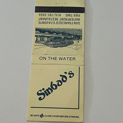 Sinbad's On the Water San Francisco Pier Two Vintage Matchbook Cover TB6-MB2-4