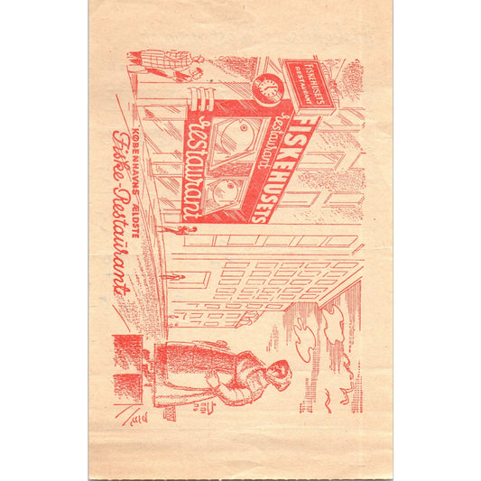 1960s Fiskenhusets Restaurant Kobenhavn Denmark Letterhead Receipt AF7-E10