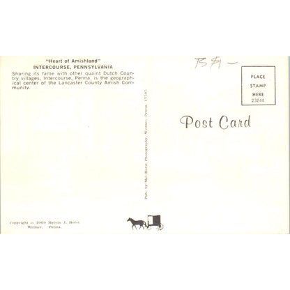 Greetings from Intercourse Pennsylvania Dutch Country Postcard PD7