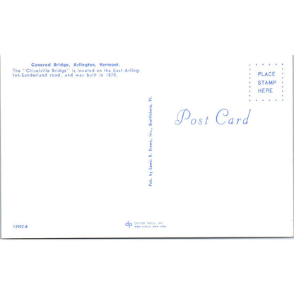 Chiselville Covered Bridge in Arlington VT Vintage Covered Bridge Postcard PD6