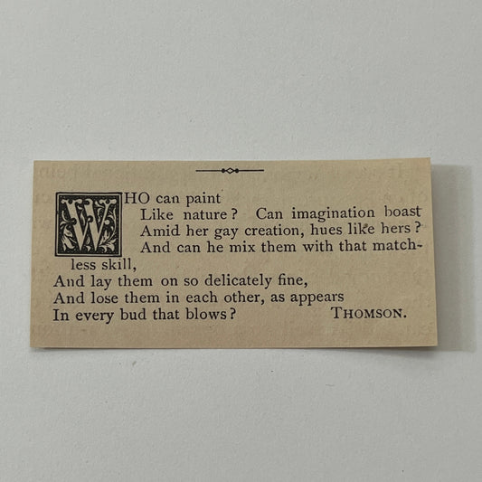 Who Can Paint Like Nature? - Thomson 1884 Poem AG3-S1