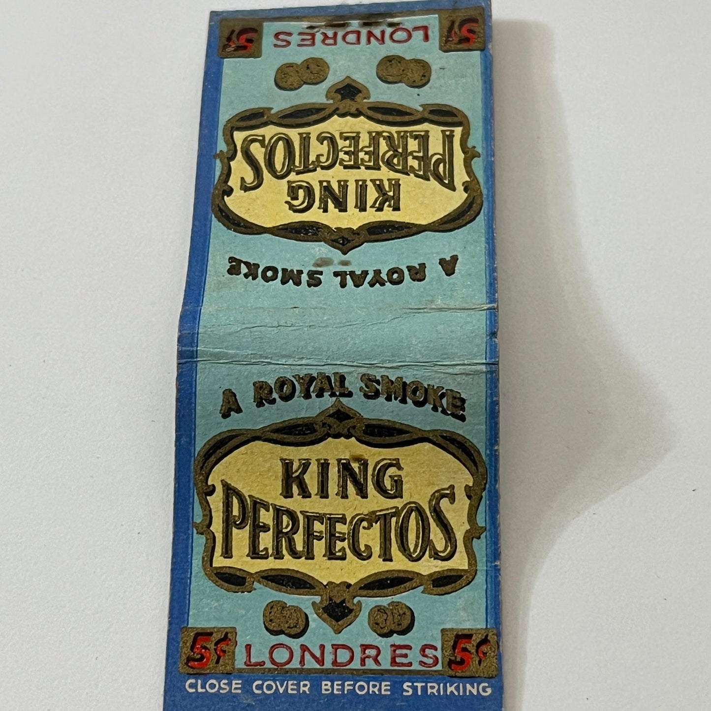 King Perfectos Cigars Londres Vintage Matchbook Cover TB6-MB1-13
