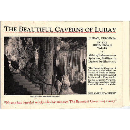 The Beautiful Caverns of Luray Virginia 1935 Travel Booklet Illustrated TH2-TB2