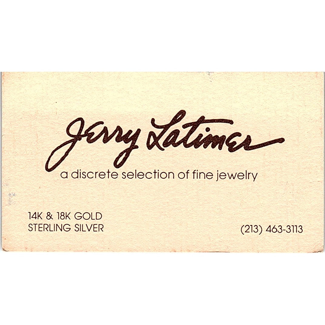 Jerry Latimer 14K & 18K Gold, Sterling Silver Vintage Business Card SB4-B2