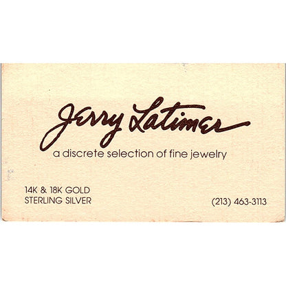 Jerry Latimer 14K & 18K Gold, Sterling Silver Vintage Business Card SB4-B2