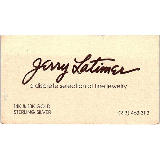 Jerry Latimer 14K & 18K Gold, Sterling Silver Vintage Business Card SB4-B2