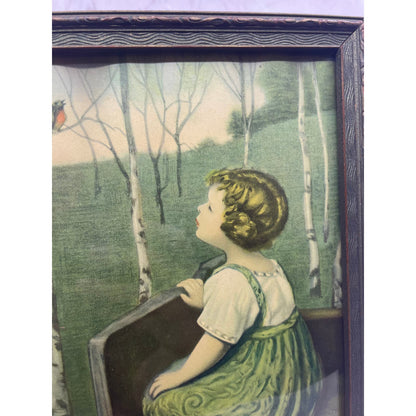 Framed Vintage Antique “Spring Song” Simon Glucklich Litho Print