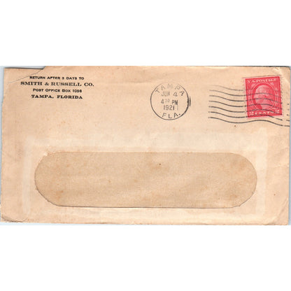 1921 Smith & Russell Co Tampa Florida Postal Cover Envelope TG7-PC2