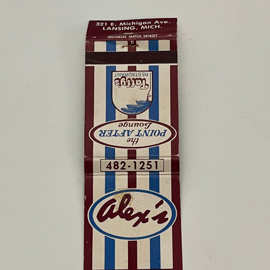 Alex's The Point After Lounge Lansing MI Vintage Matchbook TB6-MB2-14