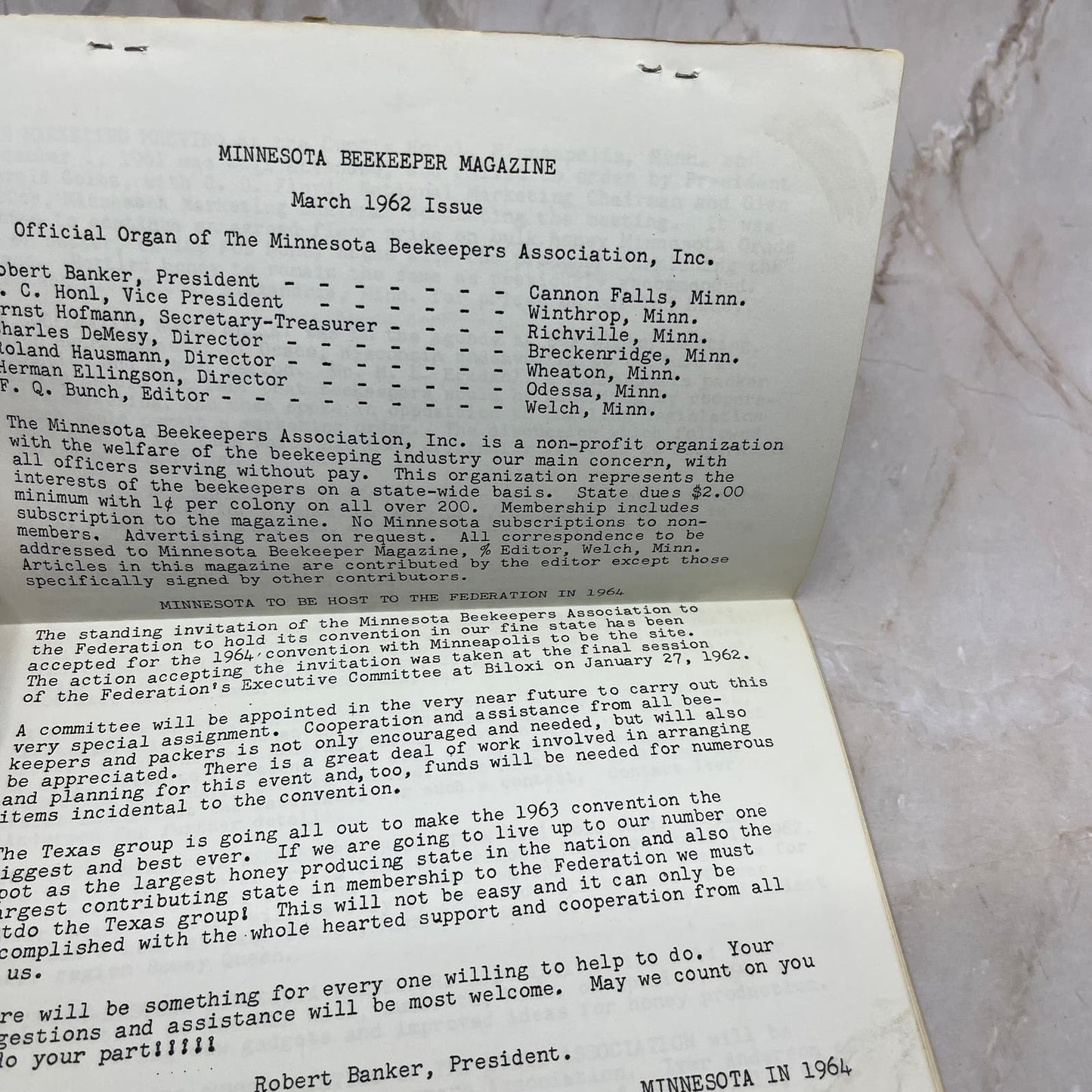 1962 Mar The Minnesota Beekeeper Magazine Red Wing MN Beekeepers Association TD5