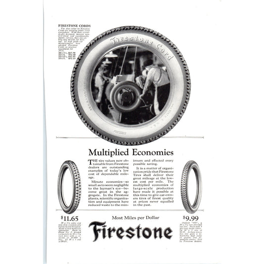Firestone Cords Tires - Multiplied Economies - Vintage Magazine Ad D18