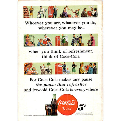 Whoever You Are Whatever You do Think Coke - Coca Cola 1948 Magazine Ad 7x10 D10