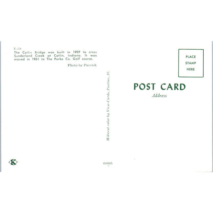 Catlin Bridge Rockville Indiana Vintage Covered Bridge Postcard PD4