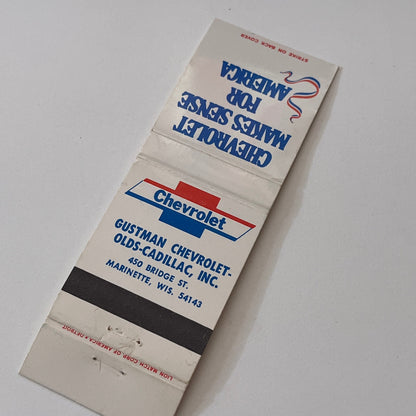 Gustman Chevrolet-Olds-Cadillac Marinette WI Vintage Matchbook Cover TB6-MB2-1