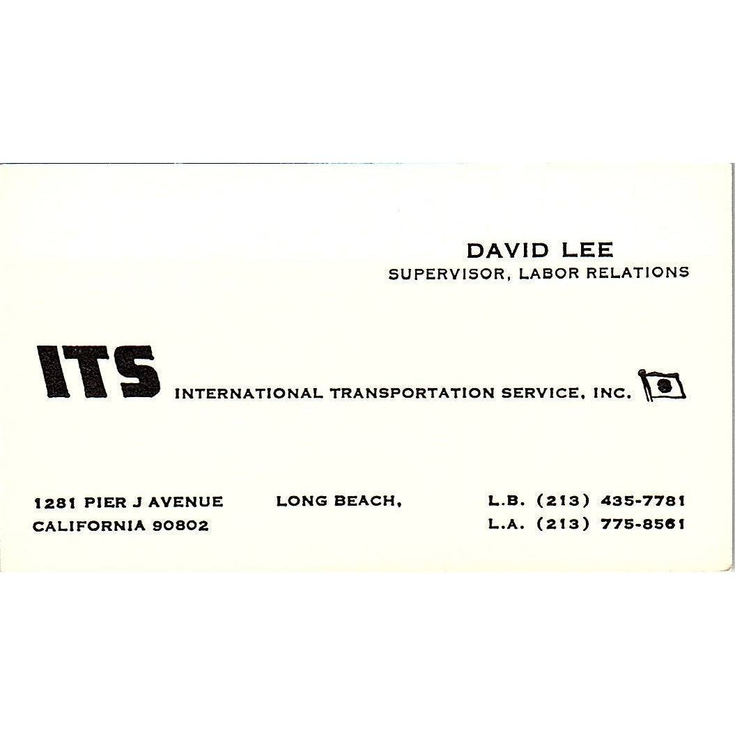 International Transportation Service David Lee CA Vintage Business Card SB4-B11
