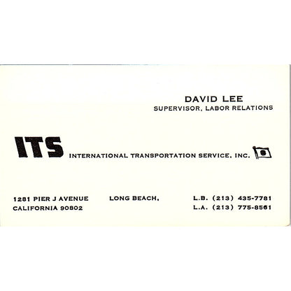 International Transportation Service David Lee CA Vintage Business Card SB4-B11
