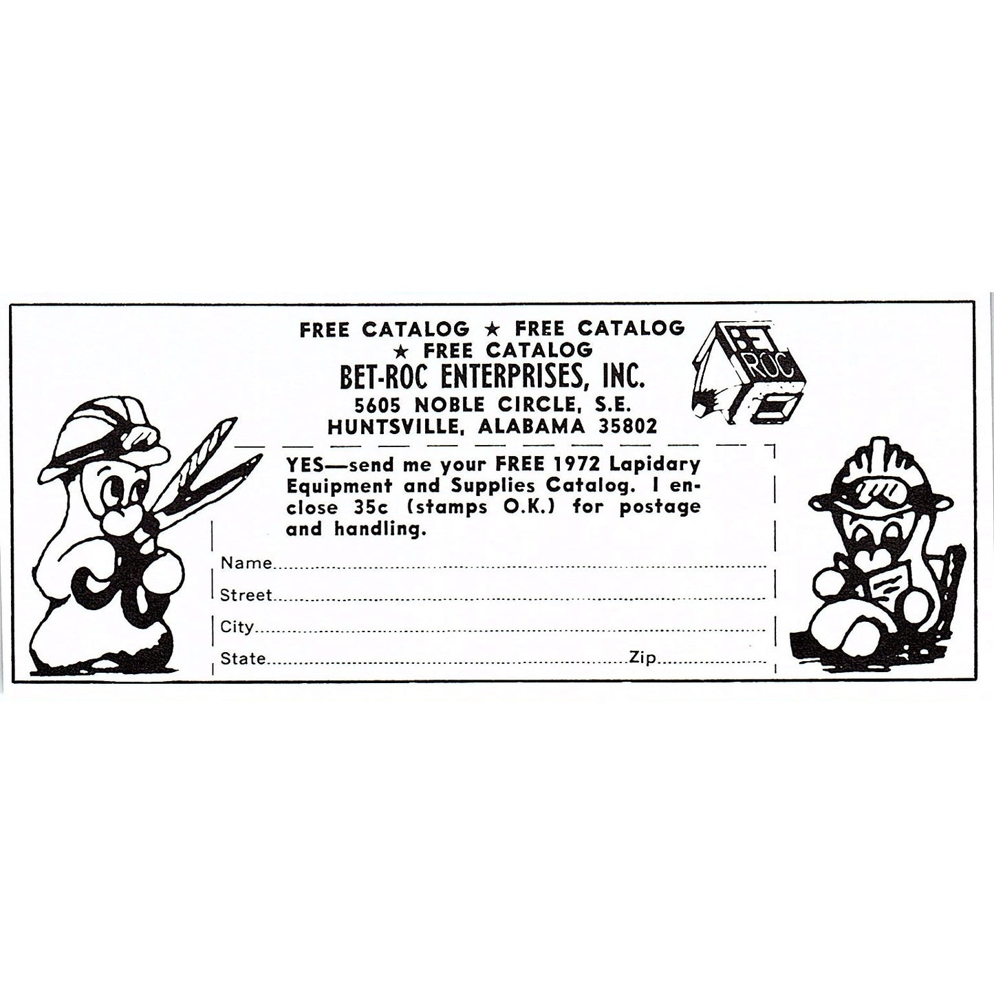 Bet-Roc Enterprises Lapidary Huntsville Alabama 1972 Ad AF8-M4