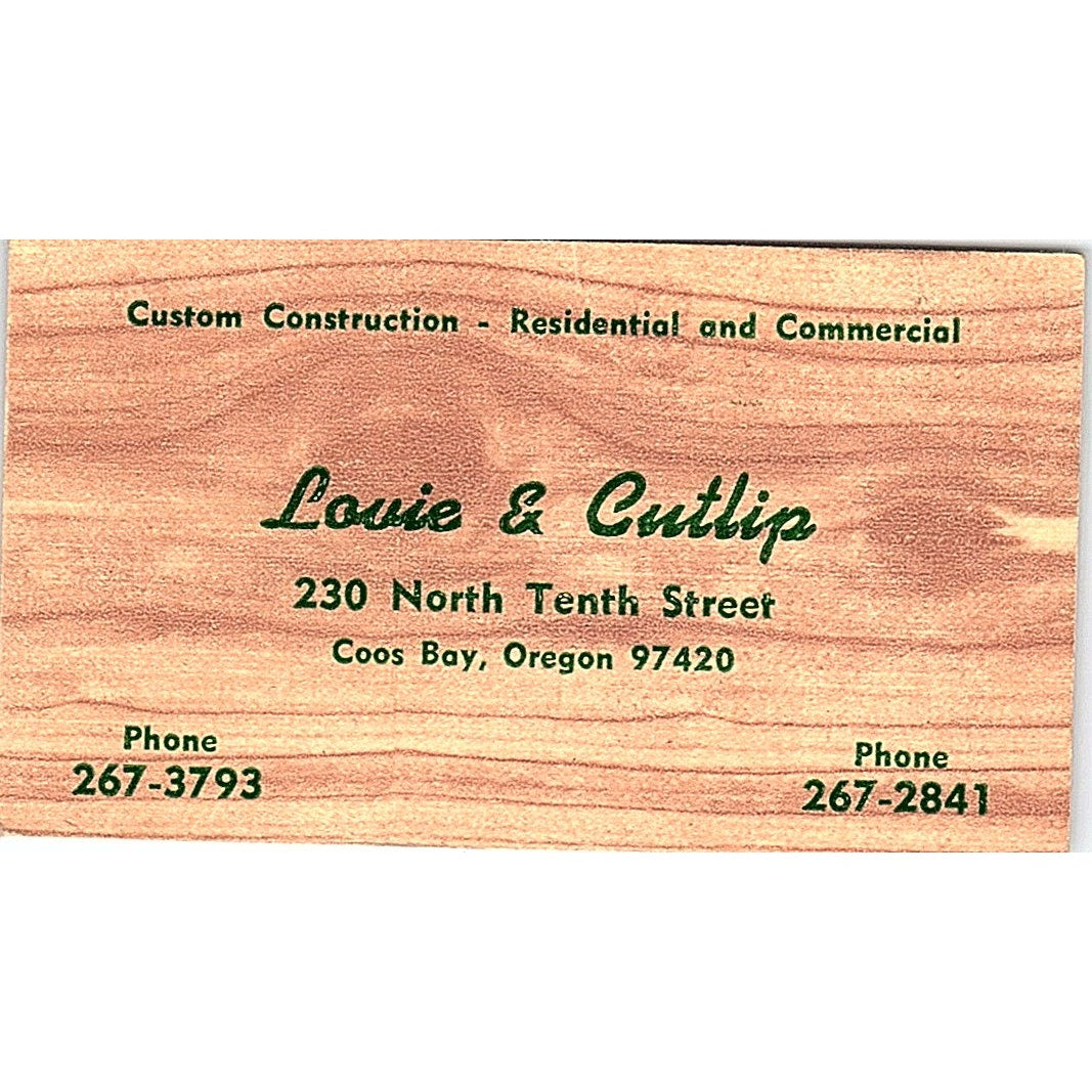 Lovie & Cutlip Construction Coos Bay OR Vintage Business Card SD9-B3