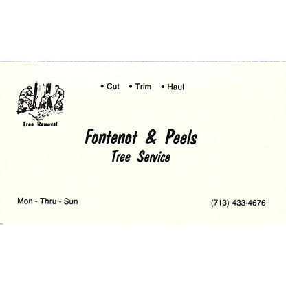 Fontenot & Peels Tree Service Houston Vintage Business Card SC9-B6