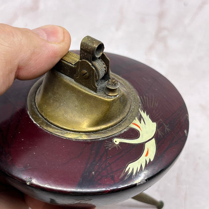 1950s Atomic Cherrywood Japan Flying Saucer Pedestal UFO Table Lighter TL5
