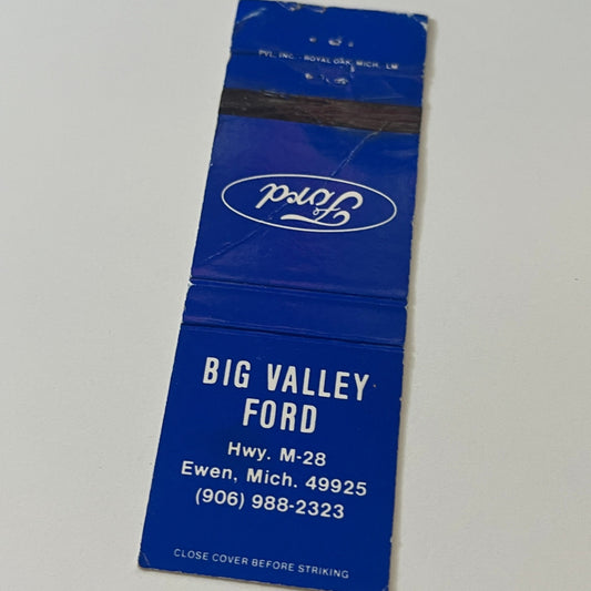 Big Valley Ford Dealership Ewen MI Vintage Matchbook Cover MB59-4