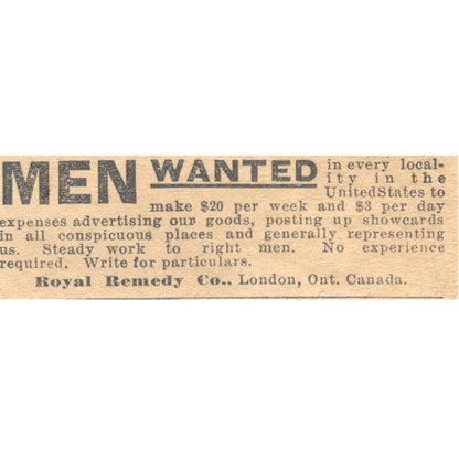 Royal Remedy Co Agents Wanted London Ont Canada 1910 Magazine Ad AF1-SS8