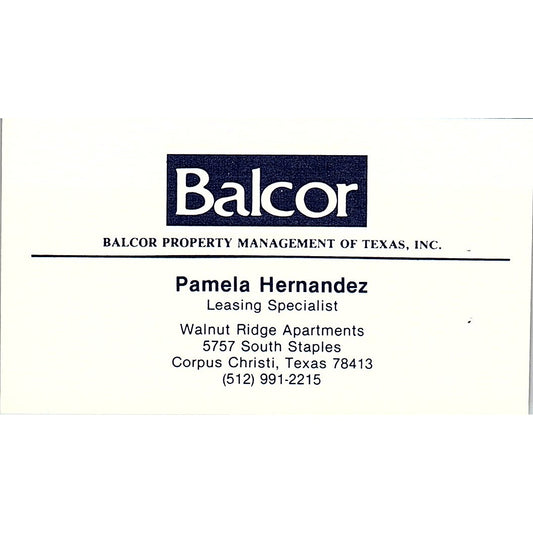 Pamela Hernandez Balcor Corpus Christi Vintage Business Card SC9-B1