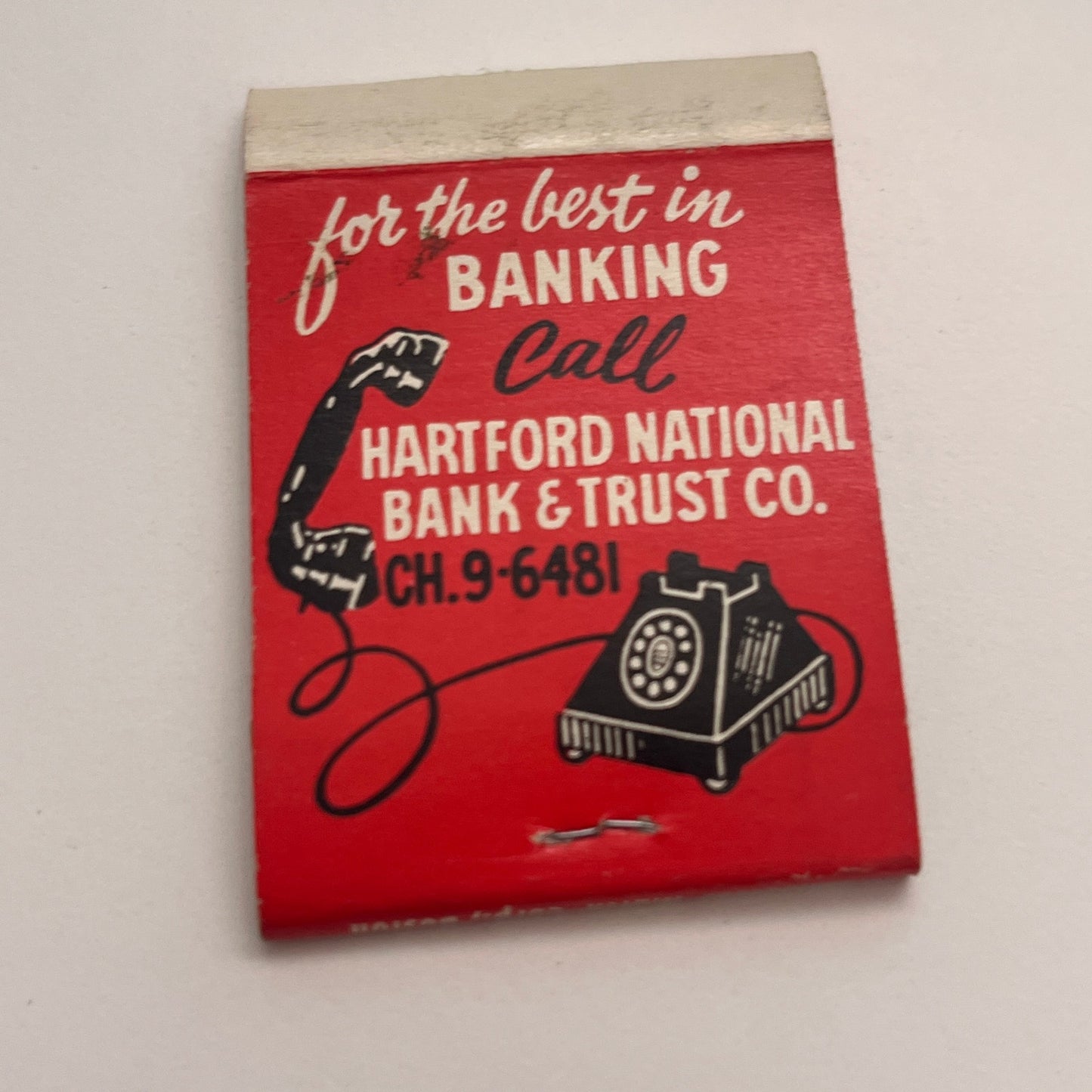 Hartford National Bank and Trust Co CT Vintage Matchbook Cover TB8-MB-6