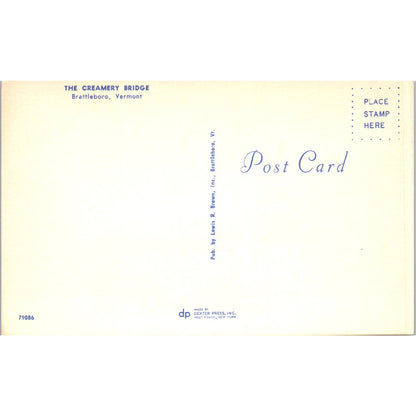 Creamery Bridge Brattleboro Vermont Covered Bridge Postcard PC7