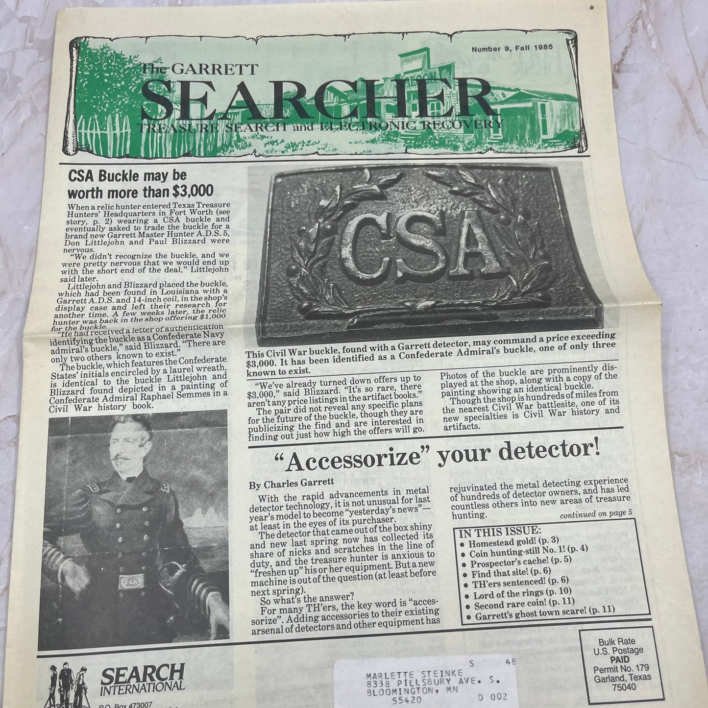 1985 Nov The Garrett Searcher Newsletter Treasure Search Electronic Recovery M11