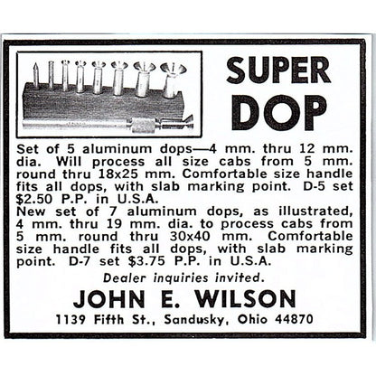 John E Wilson Super Dop Sandusky Ohio 1972 Ad AF8-M2
