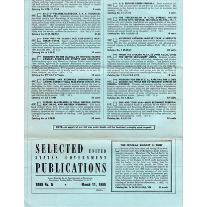 1955 Selected United States Government Publications Order Form AE4