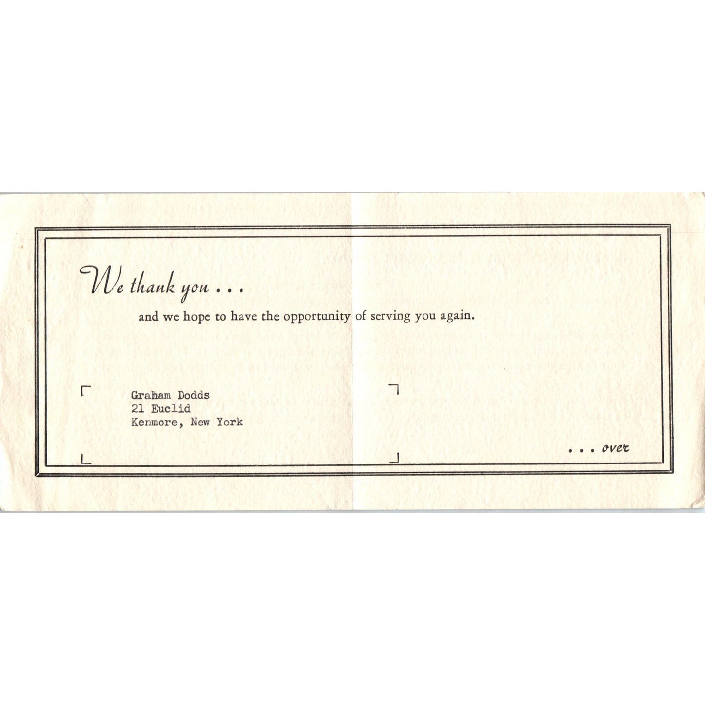 c1930 Great Lakes Commercial Corporation Thank You Graham Dodds Kenmore NY AE6