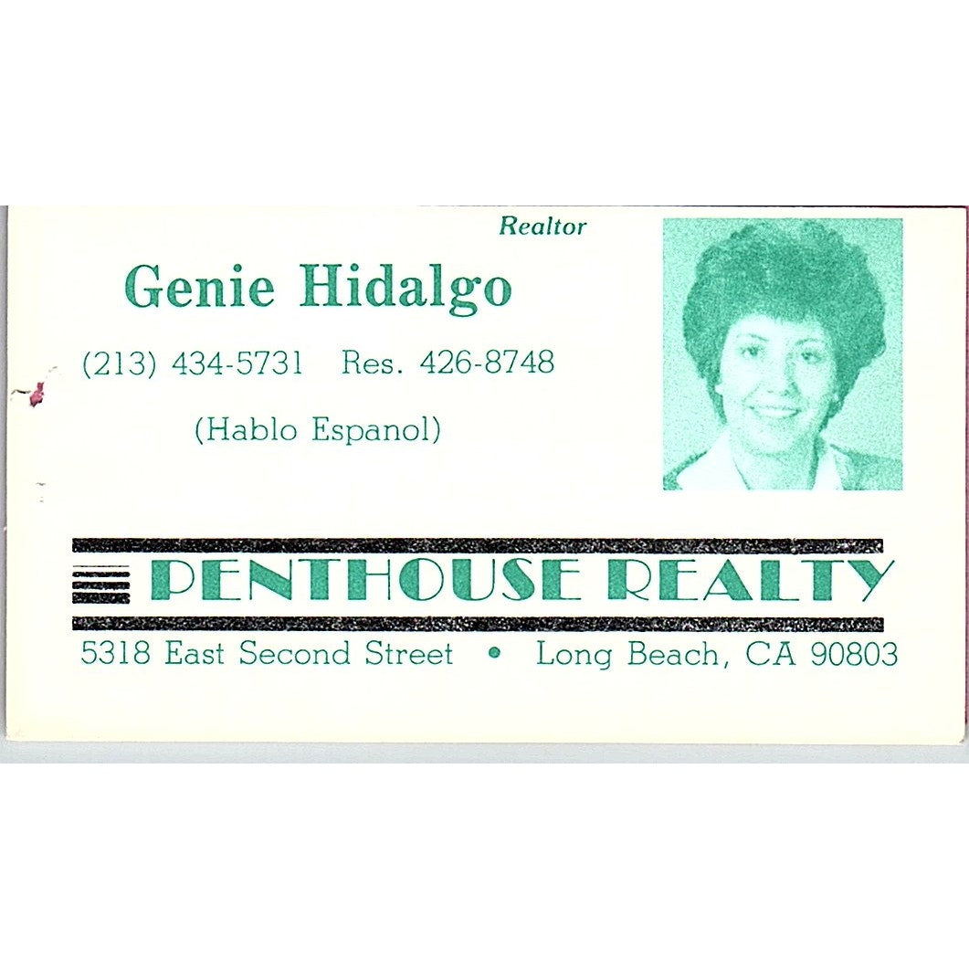 Genie Hidalgo Realtor Penthouse Realty Long Beach Vintage Business Card SC9-B5