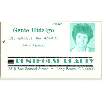 Genie Hidalgo Realtor Penthouse Realty Long Beach Vintage Business Card SC9-B5