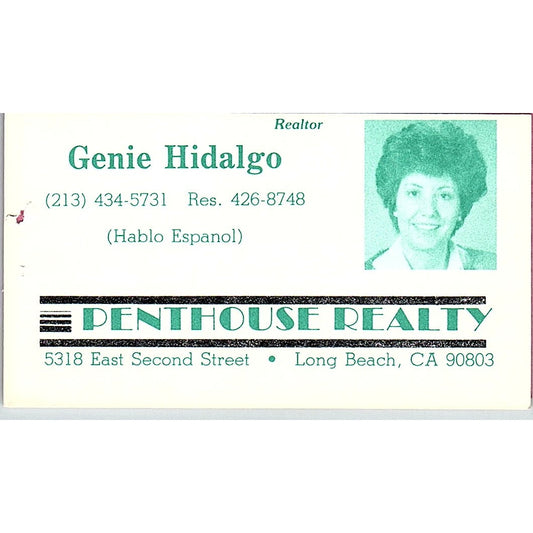 Genie Hidalgo Realtor Penthouse Realty Long Beach Vintage Business Card SC9-B5