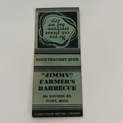 Jimmy's Farmer Barbecue Flint 1939 Detroit Tigers Schedule Matchbook TE2-MKO-2