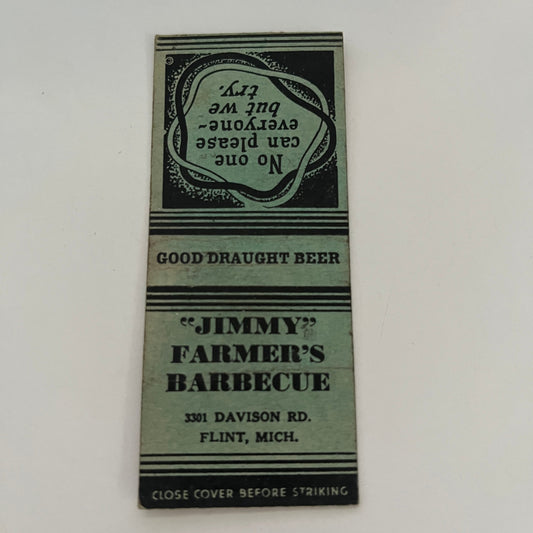 Jimmy's Farmer Barbecue Flint 1939 Detroit Tigers Schedule Matchbook TE2-MKO-2