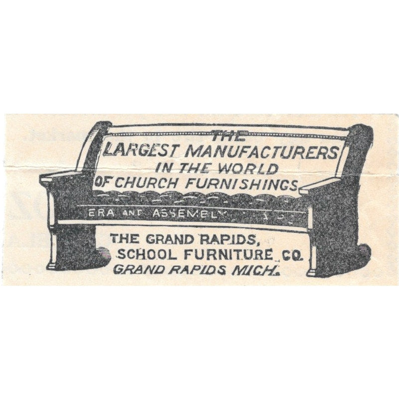 Grand Rapids School Furniture Church Furnishings Michigan 1894 Ad AB6-S7