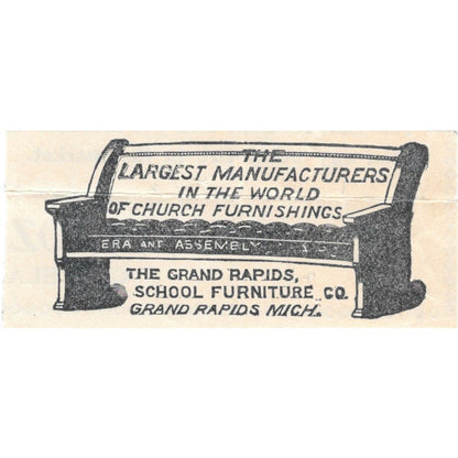 Grand Rapids School Furniture Church Furnishings Michigan 1894 Ad AB6-S7