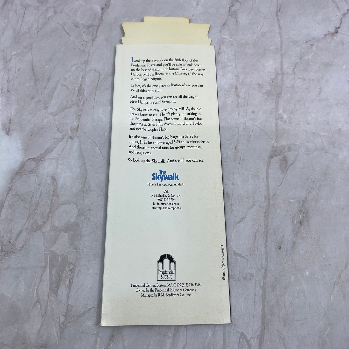 1980s The Skywalk - Boston MA Pull Up Travel Information L4-2