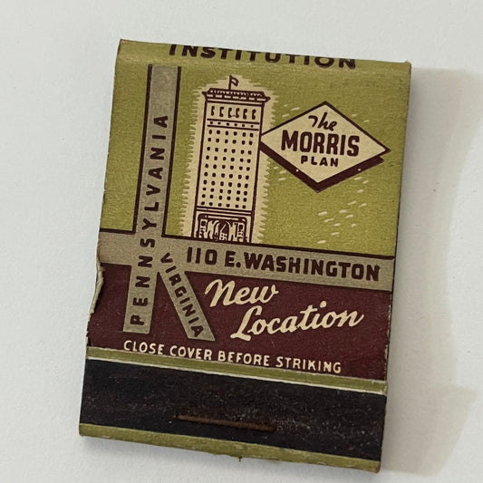 The Morris Plan 110 E. Washington Indianapolis Vintage Matchbook Cover TB6-MB1-2