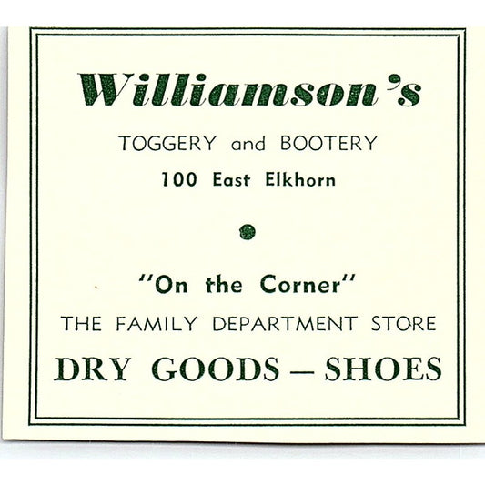 Williamson's Toggery & Bootery, Western Brands 1957 Estes Park CO Ad AG4-S10