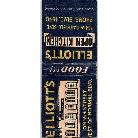 Elliott's Open Kitchen 534 W. Garfield Blvd Chicago Vtg Matchbook Cover SC7-Y7