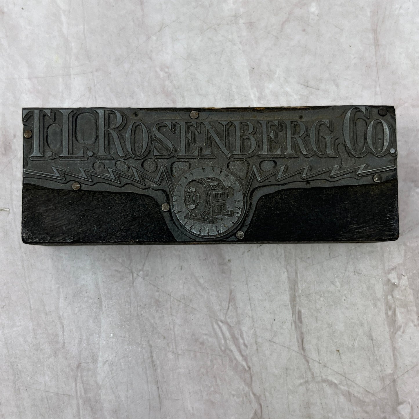 T.L. Rosenberg Co Motors Vintage Letterpress Printers Block Plate SF5
