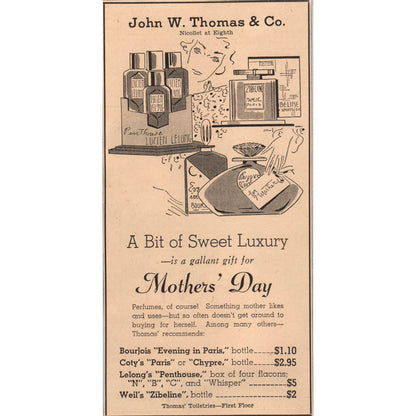 John W. Thomas & Co Mother's Day 4x8" 1935 Minneapolis Journal Advertisement D10